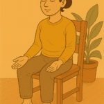 Lola Nakula meditando en silla