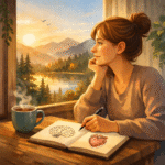 Mujer de unos 50 años observando el paisaje mientras reflexiona sobre cuerpo, emociones y educación para la salud